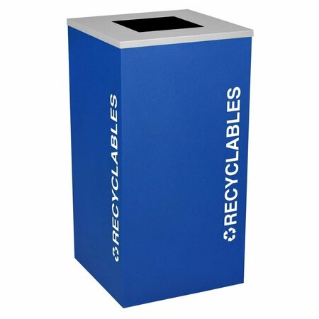 EX-CELL KAISER 24 Gallon Square Recycling Receptacle with Recyclables Decal, Royal Texture EX122795